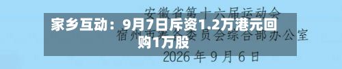 家乡互动:9月7日斥资1.2万港元回购1万股-第1张图片