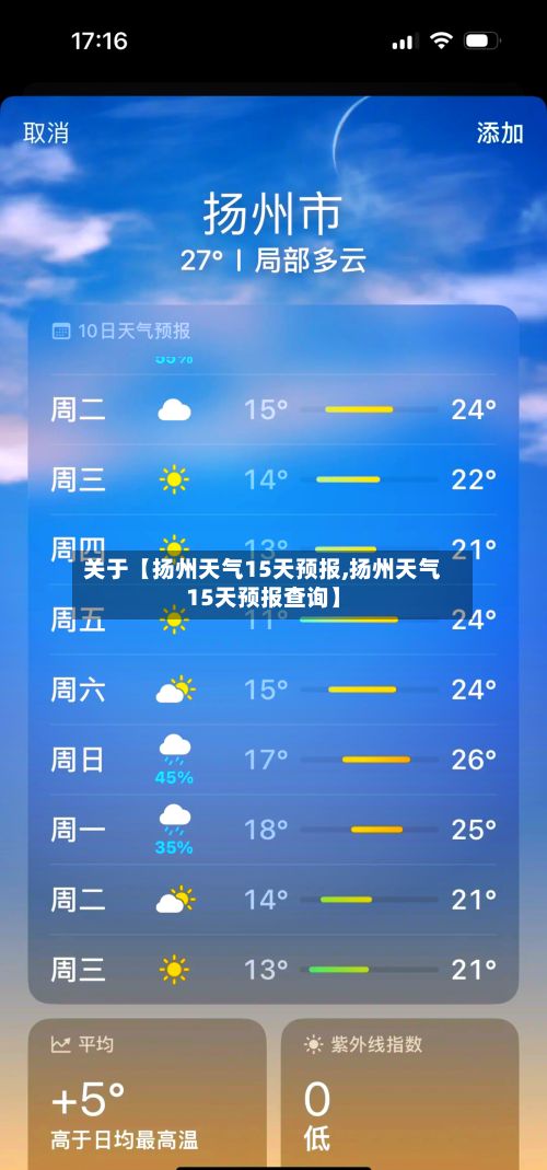 关于【扬州天气15天预报,扬州天气15天预报查询】-第1张图片