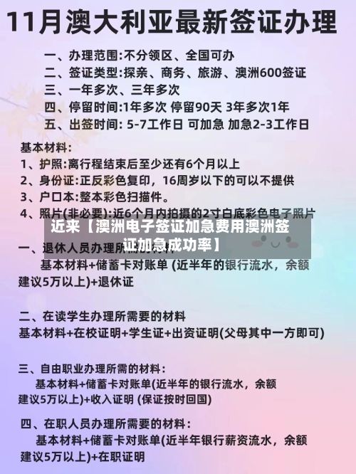 近来【澳洲电子签证加急费用澳洲签证加急成功率】-第1张图片