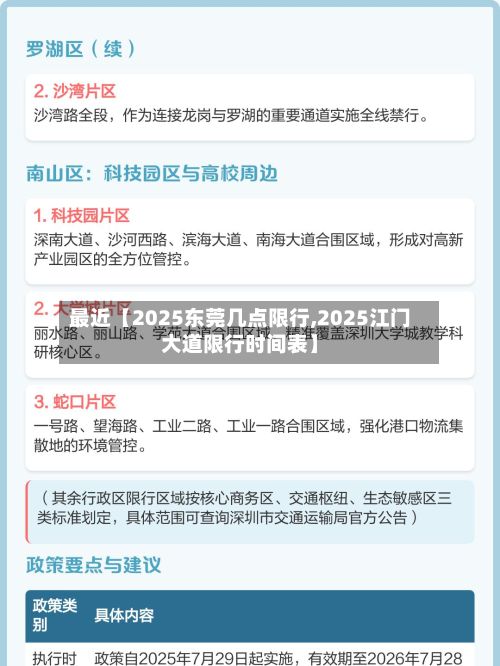 最近【2025东莞几点限行,2025江门大道限行时间表】-第1张图片