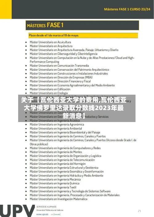 关于【瓦伦西亚大学的费用,瓦伦西亚大学佛罗里达录取分数线2023年最新消息】-第1张图片