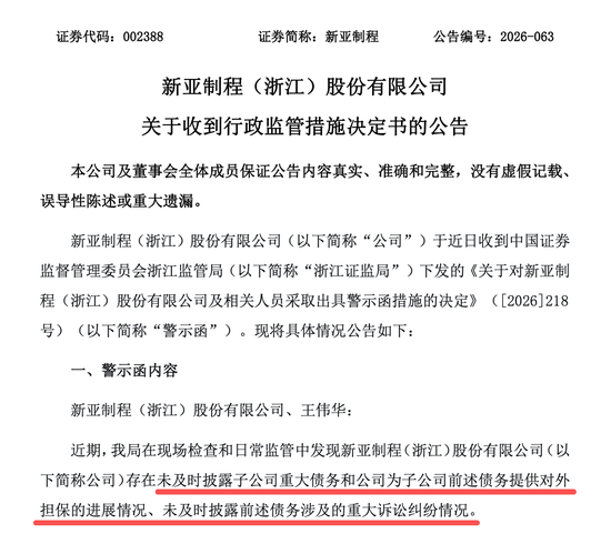 002388，涉信披违规，时任董事长王伟华担责！